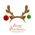 Merry Christmas and deer antler with balls Royalty Free Stock Photo