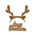 Merry Christmas and deer antler Royalty Free Stock Photo