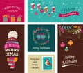 Merry Christmas Design Greeting cards - doodle illustrations Royalty Free Stock Photo