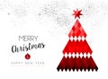 Merry Christmas design of red low poly pine tree Royalty Free Stock Photo