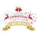 Merry Christmas Design,Snowflakes,Christmas Bell,Reindeer,Banner,Happy New year's decorative card.