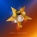 Merry Christmas Design with Christmas balls on star shape Royalty Free Stock Photo