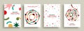 Merry christmas diverse people group round holding hands card set Royalty Free Stock Photo