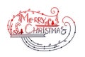 Merry christmas doodle typography lettering design background