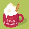 Merry Christmas Eggnog Latte Drink Flat Vector