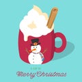 Merry Christmas Eggnog Latte Drink Flat Vector