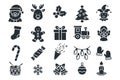 Merry Christmas elements flat set icon. Vector illustration collection Royalty Free Stock Photo