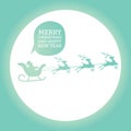 Merry christmas elements Santa Claus riding in a sleigh with reindeer. Royalty Free Stock Photo