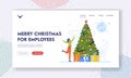 Merry Christmas for Employees Landing Page Template. Happy New Year Celebration in Office. Cheerful Woman Celebrate Royalty Free Stock Photo