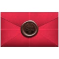 Merry Christmas Envelope with wax seal. Sealing wax. Vector Illustration