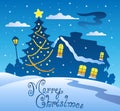 Merry Christmas evening scene 2 Royalty Free Stock Photo
