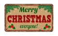 Merry Christmas everyone, vintage metal sign Royalty Free Stock Photo