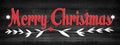 Merry Christmas festive celebration background banner panorama greeting card - Stars branches and hand lettering, on rustic black Royalty Free Stock Photo