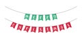 Merry Christmas festive flags. Xmas garland vector illustration. December 25 holiday decorative bunting isolated on
