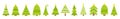 Merry Christmas Fir tree icon line set. Round ball light bulb. Yellow star. Cute cartoon green different triangle simple shape Royalty Free Stock Photo