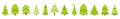 Merry Christmas Fir tree line icon set. Cute cartoon green different triangle simple shape form. White background. Isolated. Flat Royalty Free Stock Photo