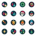 Merry Christmas flat icons set Royalty Free Stock Photo