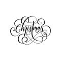 Merry Christmas flourish hand drawn swash calligraphy lettering of ornamental line typography for greeting card design. Vector fes