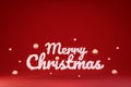 Merry Christmas font design on vivid red background with Shining stars or Snowflakes. Happy Christmas card party or new year Royalty Free Stock Photo