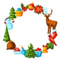 Merry Christmas frame design. Holiday decorations in cartoon style. Royalty Free Stock Photo
