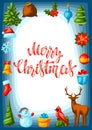 Merry Christmas frame design. Holiday decorations in vintage style. Royalty Free Stock Photo