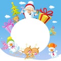 Merry Christmas frame design with Santa Claus Sleigh Royalty Free Stock Photo