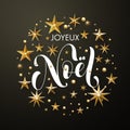 Merry Christmas French Joyeux Noel gold glitter stars greeting card