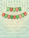 Merry christmas garland on white brick wall Royalty Free Stock Photo