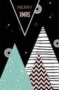 Merry Christmas, geometric abstract background, poster, theme and Scandinavian style