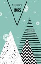 Merry Christmas, geometric abstract background, poster, theme and Scandinavian style