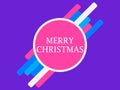 Merry Christmas. Geometric elements, text in a circle. Festive emblem. Vector