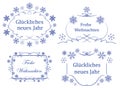 Merry christmas on german - decorative frames with snowflakes for christmas holidays - vector set Royalty Free Stock Photo