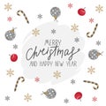 Merry Christmas gift cards with lettering and hand-drawn elements Royalty Free Stock Photo