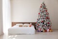 Merry Christmas gifts Interior white room holidays new year tree Royalty Free Stock Photo