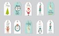 Merry christmas gifts tags hand lettering set for winter holid