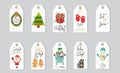 Merry christmas gifts tags hand lettering set for winter holid