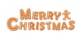 Merry Christmas Gingerbread Cookie hand drawn letters.