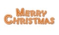 Merry Christmas Gingerbread Cookie hand drawn letters.