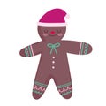 Merry christmas gingerbread man with hat decoration celebration icon design Royalty Free Stock Photo