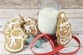 Merry Christmas gingerbread santa and snowman cookies Royalty Free Stock Photo