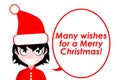 Merry Christmas, girl, cartoon, english, isolated. Royalty Free Stock Photo