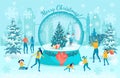 Merry Christmas Glass Bowl and Happy People Poster