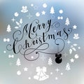Merry Christmas glittering lettering design. Vector illustration