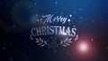 Merry Christmas glittering text and golw particles abstract background
