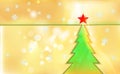 Merry Christmas gold color background with green tree and ornaments from light snowflakes. For New Year. Vector illustration for d Royalty Free Stock Photo