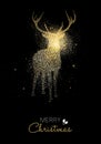 Merry Christmas gold glitter deer holiday card Royalty Free Stock Photo