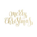 merry christmas gold logo handwritten lettering inscription holiday phrase