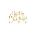 merry christmas gold logo handwritten lettering inscription holiday phrase