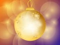 Merry Christmas. Golden christmas ball with snowflakes. Gold gradient. Greeting card design template. Vector Royalty Free Stock Photo