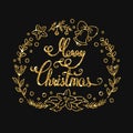 Merry Christmas Golden Lettering Design.